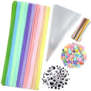 Set di accessori per hobby - 600 pezzi - Chenille - Pomponi - Fiocchi - Occhi adesivi - Materiale per hobby