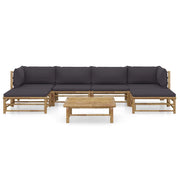 Set Divani da Giardino 7 pz con Cuscini Grigio Scuro in Bambù 3058232