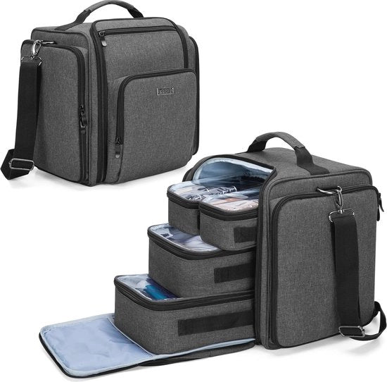 Organizzatore per accessori cosmetici - Nero, con tasche trasparente e ampio