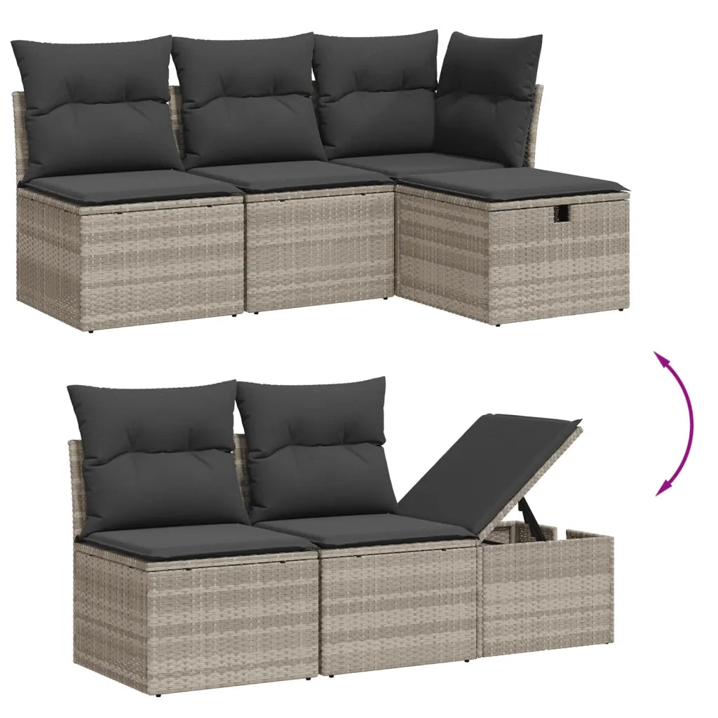 Set Divano da Giardino 6pz con Cuscini Grigio Chiaro Polyrattan 3263478