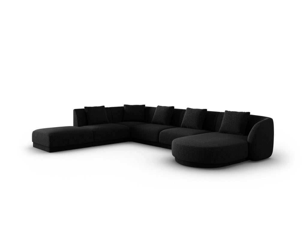 Cosmopolitan Design - Divano panoramico sinistro "Tulum" 6 posti in ciniglia nero 