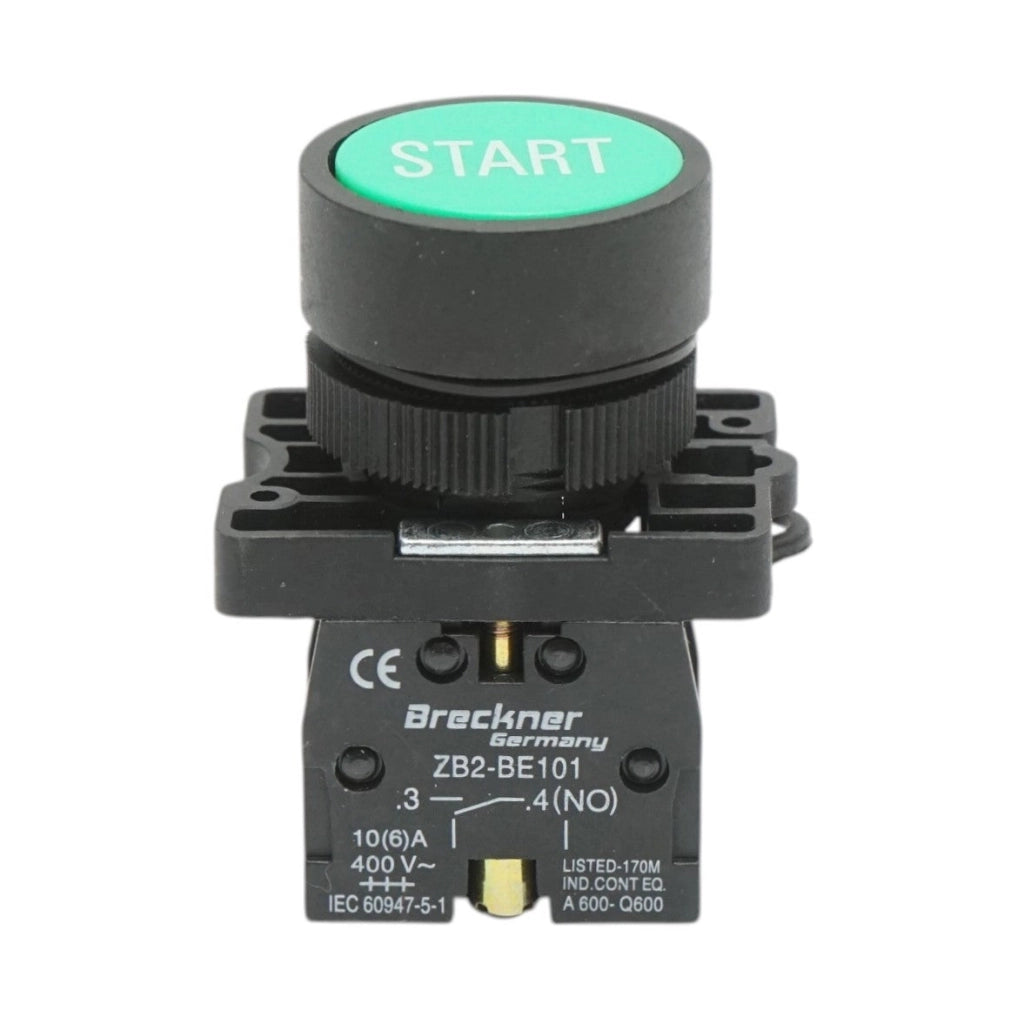 Pulsante START verde con ritorno 1NO, 400V/10A, LAY5 Breckner Germany