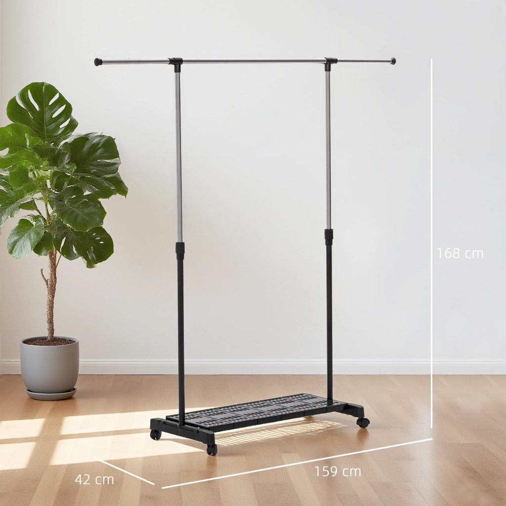 Scarpiera Mobile con Ruote e Ripiano ¨C Minimal ¨C 159x42x168 cm Nero e Argento