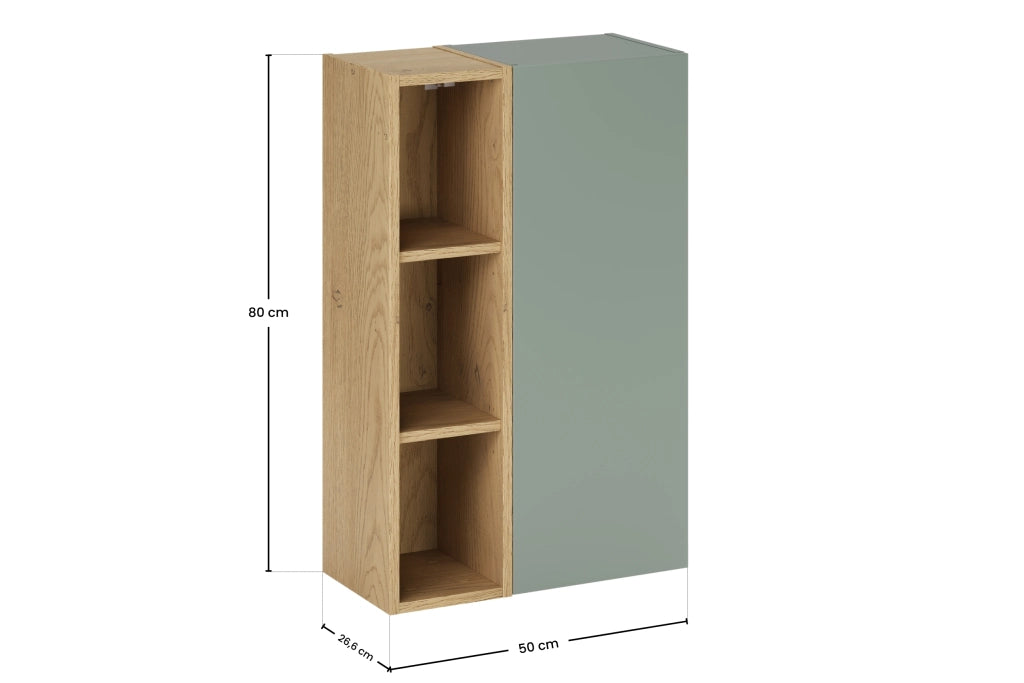 Set mobili bagno con półsłupkiem e regałem Aster Green 50 cm