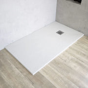 Piatto doccia rettangolare 90x170 cm in marmoresina bianco effetto pietra h3 cm | Milos