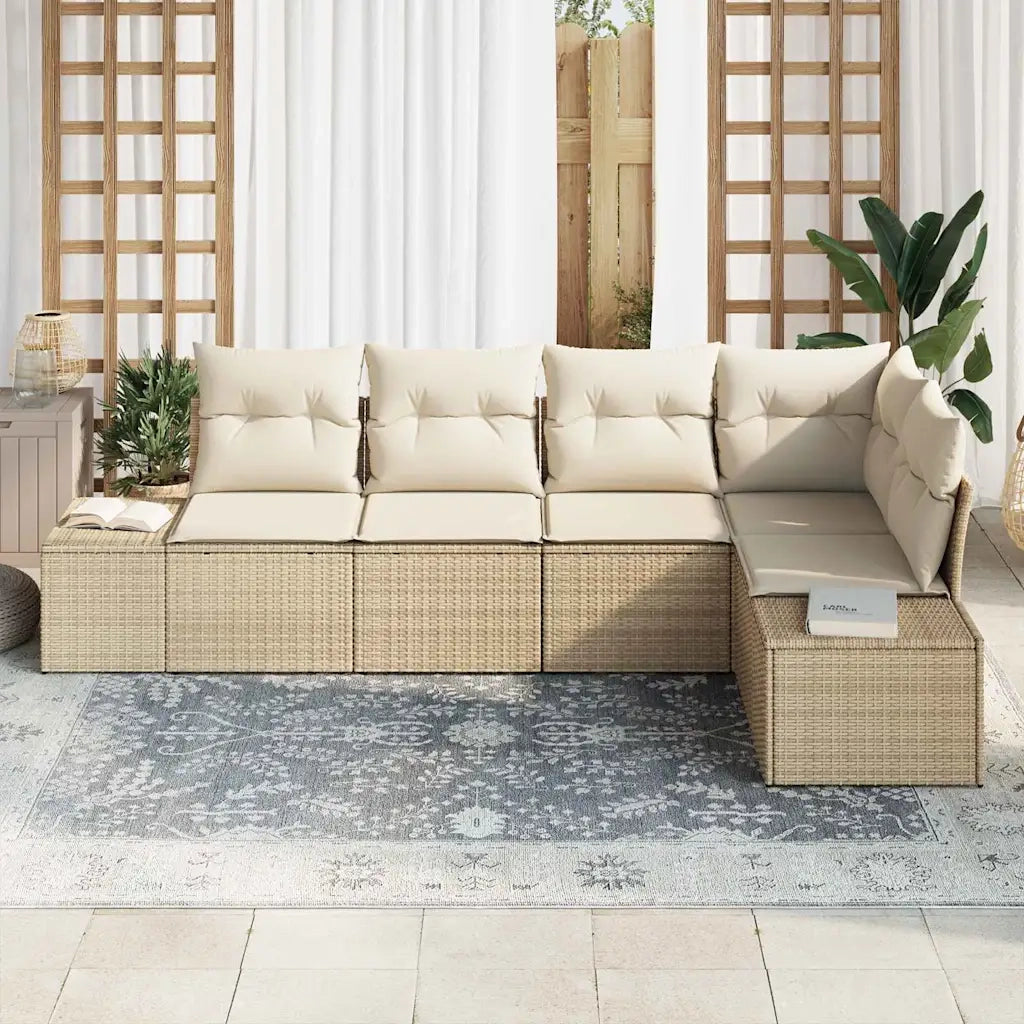 Set Divano da Giardino 5 pcs Beige e Crema polyrattan 3355730