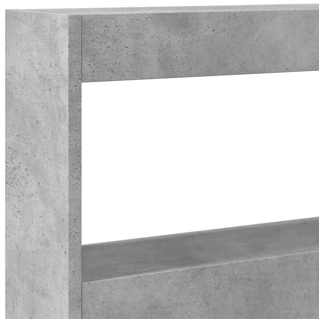 Testiera con Contenitore a LED-Testiera con Ripiani Grigio Cemento 180x17x102 cm