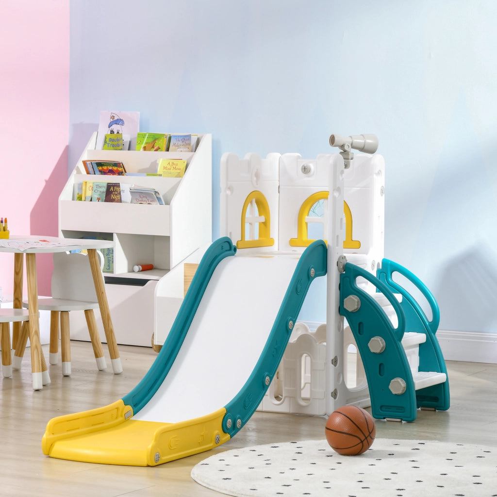 Letto a soppalco con scivolo e canestro ¨C Zephmum ¨C Giallo Verde