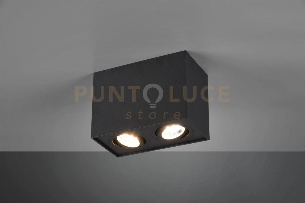 BISCUIT CUBO NERO 2 SPOTS ORIENTABILI L. 17,8 X 9,6CM H. 12,5CM ATTACCO GU10