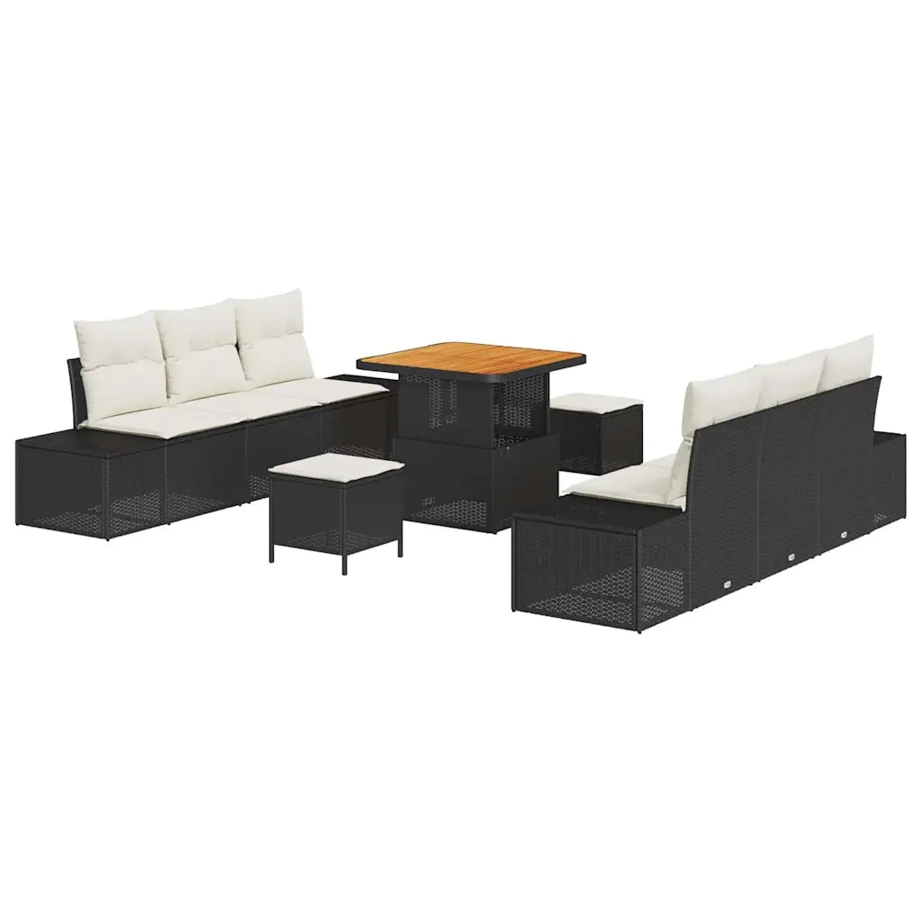 Set Divano da Giardino con cuscino 9 pcs Nero polyrattan 3362735