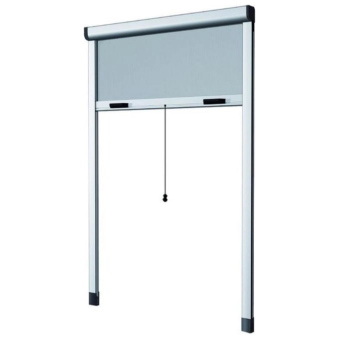 HU-firma 75588 Zanzariera Verticale in Alluminio con Rete in Fibra di Vetro Antiscorrimento Manuale colore Bianco