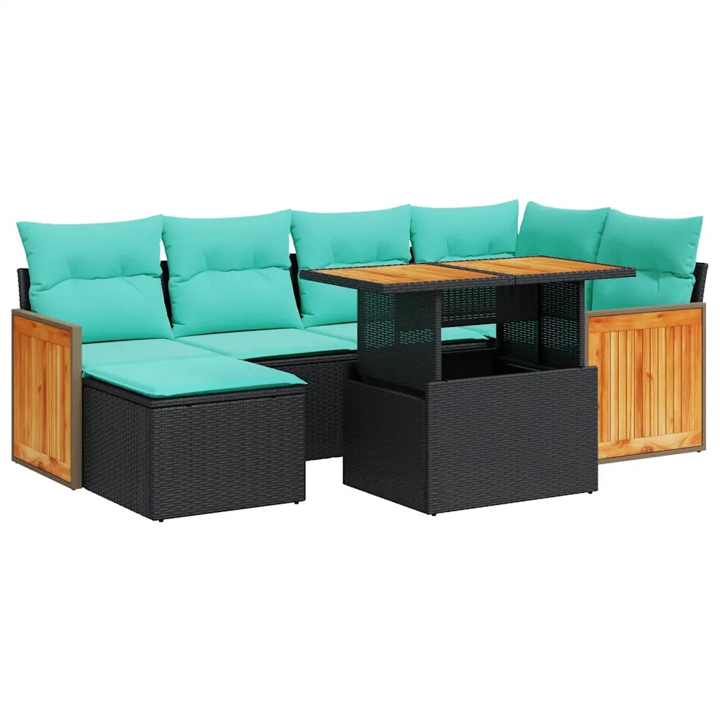 Set Divani Giardino 7 pz con Cuscini Marrone Polyrattan Acacia 3327732