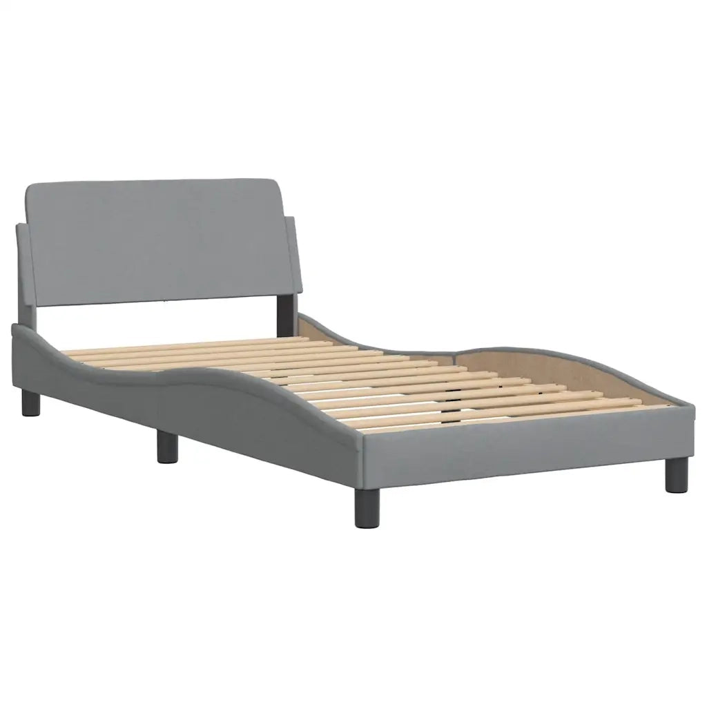 Letto singolo | Letto per adulti | Giroletto senza Materasso Hvar Grigio Chiaro 100x200 cm Tessuto