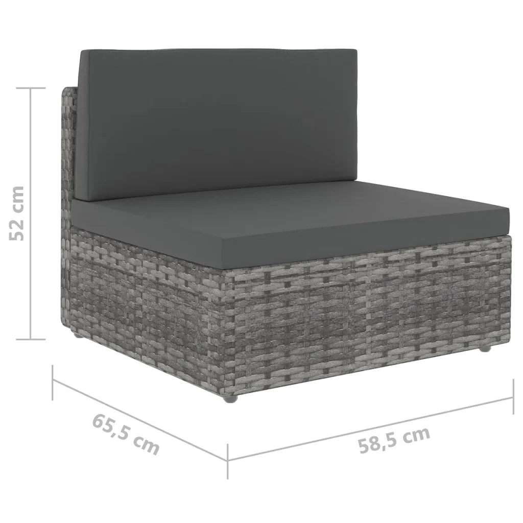 Set Divani da Giardino 7 pz con Cuscini in Polyrattan Grigio 3067178