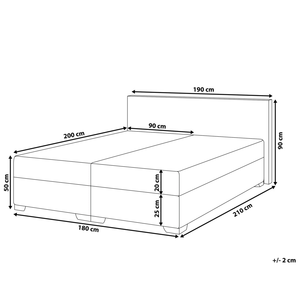 Letto Boxspring in Ecopelle Nera con Materasso a Molle 180 x 200 cm