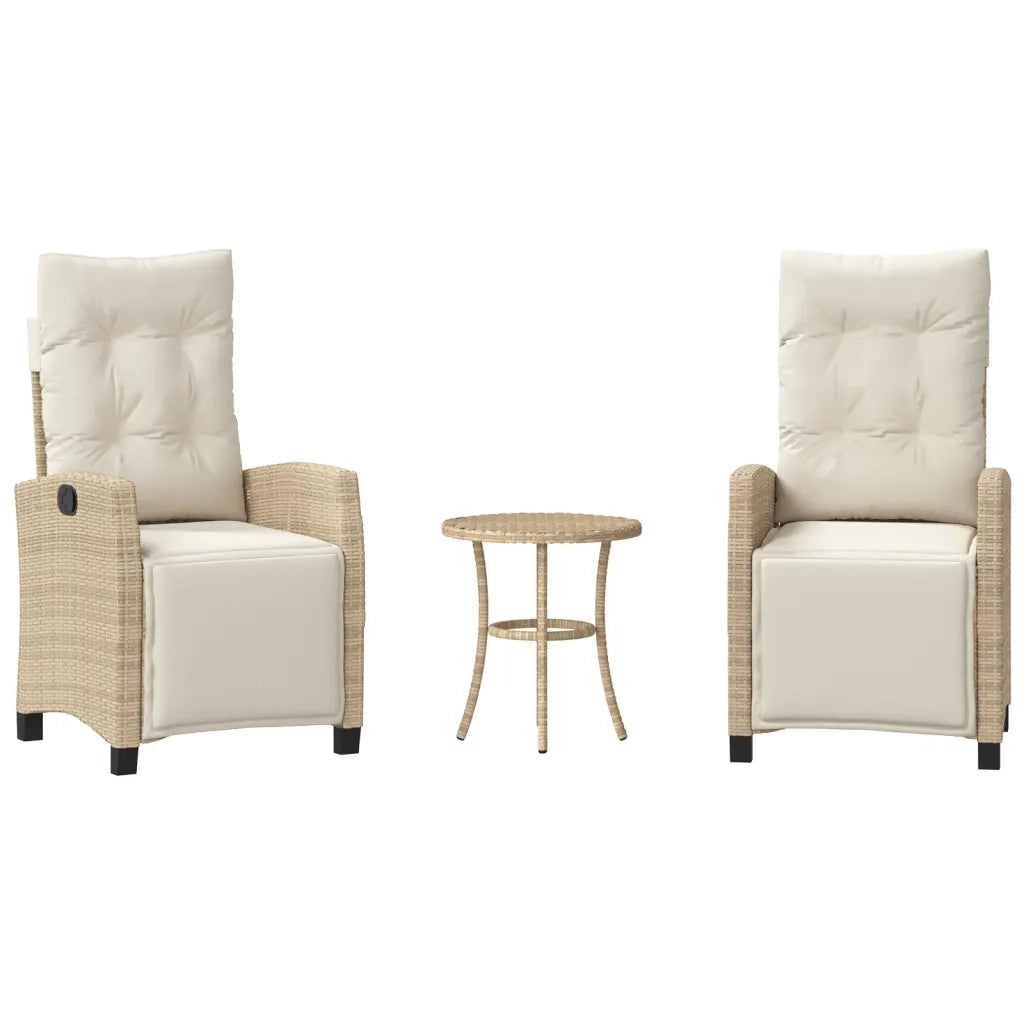 Set da Bistrò 3 pz con Cuscini Beige in Polyrattan 365252