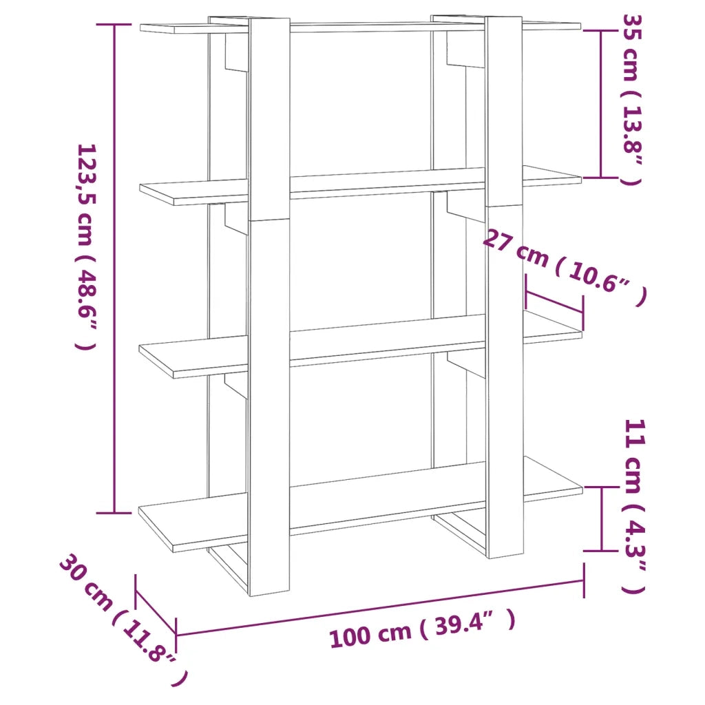 Libreria Divisorio-Scaffale per Libri-Mobile di Stoccaggio Nero 100x30x123,5 cm