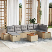Set Divano da Giardino con cuscino 8 pcs Beige polyrattan