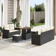 Set Divano da Giardino 8 pcs Nero e Crema polyrattan