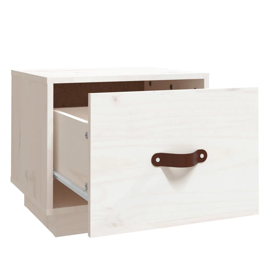 Comodino-Tavolino da notte Bianco 40x34x35 cm in Legno Massello di Pino