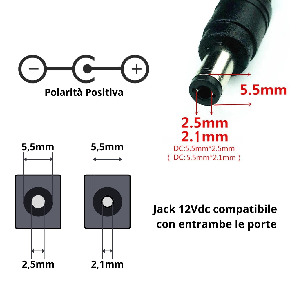 Alimentatore 60w 12v 5a per strisce led ip20 interno