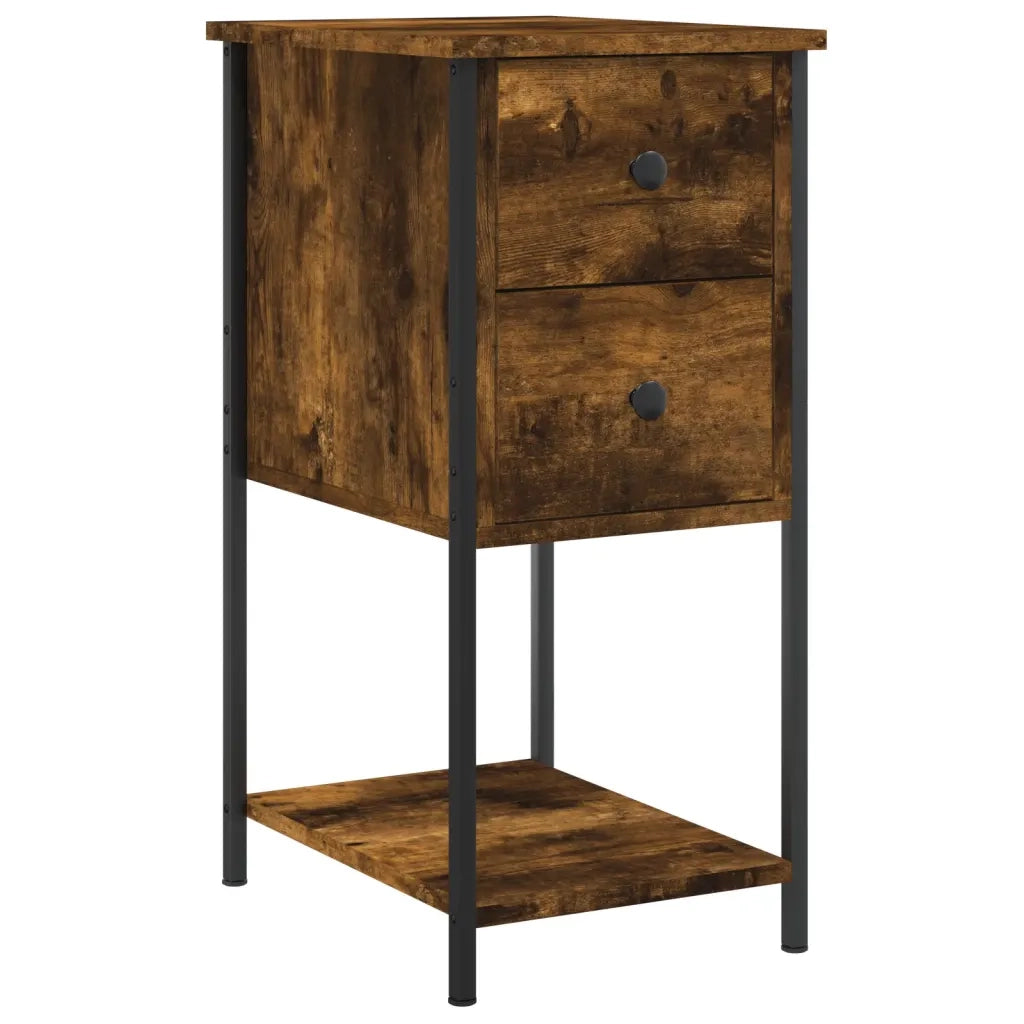 Set di 2 Comodini | Armadio da Notte | Mobiletto da notte Rovere Fumo 32x42x70 cm in Legno Multistrato