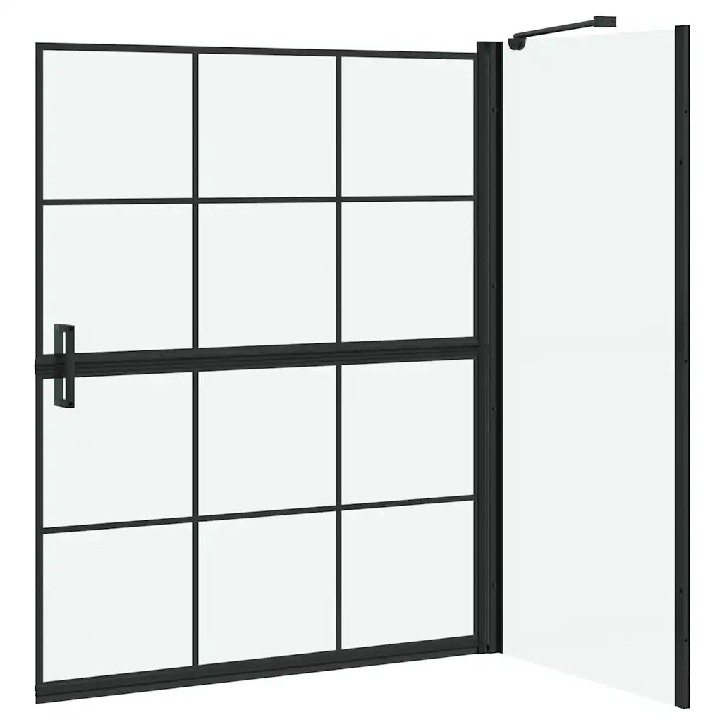 Schermo per Bagno e Doccia Nero e trasparente 100 x 68 x 128 cm 42018554