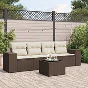 Set Divano da Giardino 5 pz con Cuscini Marrone in Polyrattan 3222292