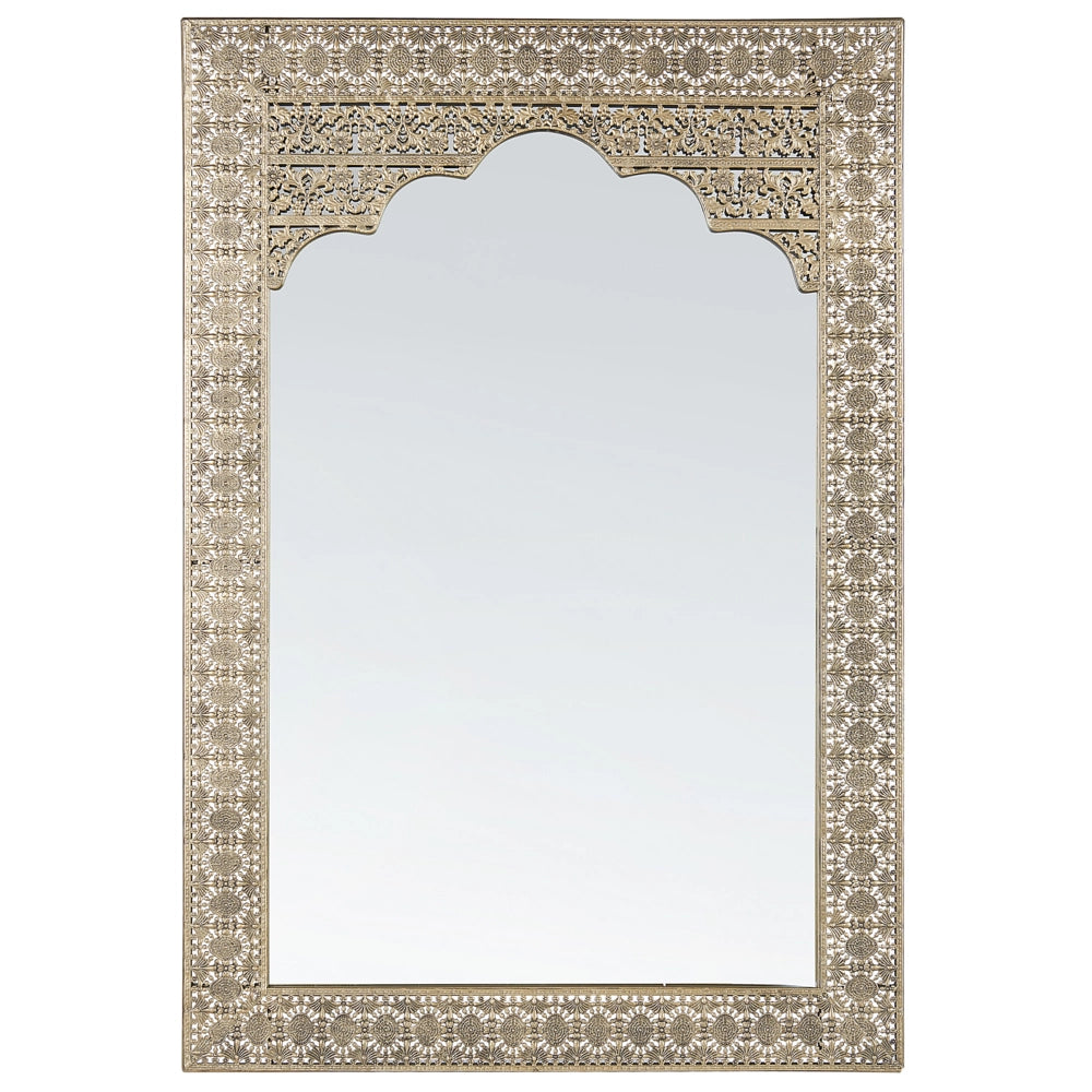 Specchio da Muro Rettangolare Cornice Dorata 60 x 95 cm Decorazione Orientale