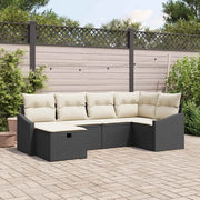 Set di divani con cuscino 6 pcs Nero e Crema polyrattan