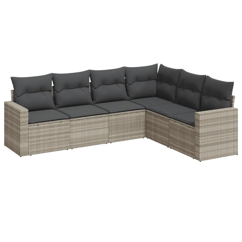 Set Divano da Giardino 6pz con Cuscini Grigio Chiaro Polyrattan 3219002