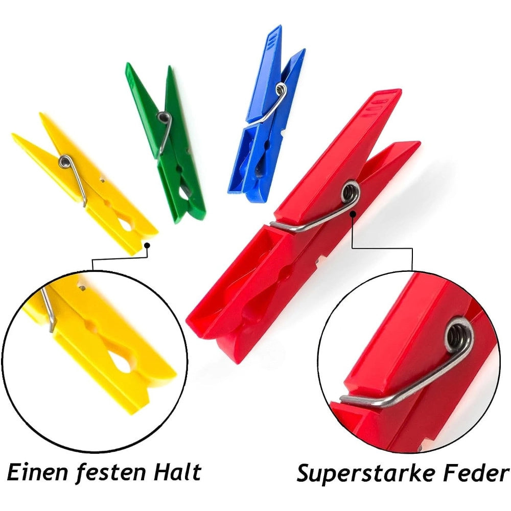 Trade Shop - 30 Pezzi Pinze Mollette Stendere Panni Bucato Colorate Extra Forti In Plastica -