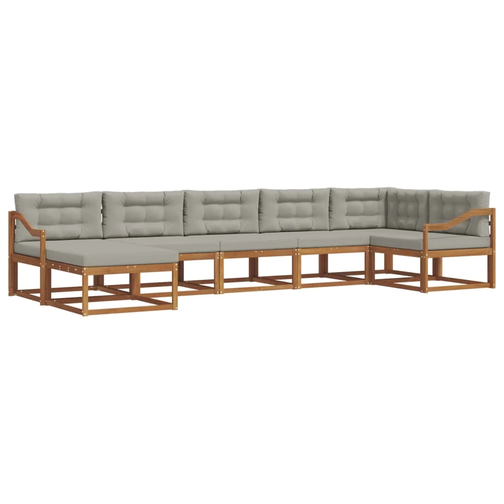 Set di divani da esterno 7 pcs Grigio Naturale e Chiaro 3367909