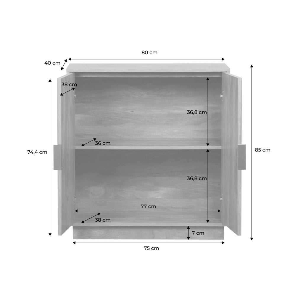 Credenza esotica a 2 ante, 80cm, effetto legno miele