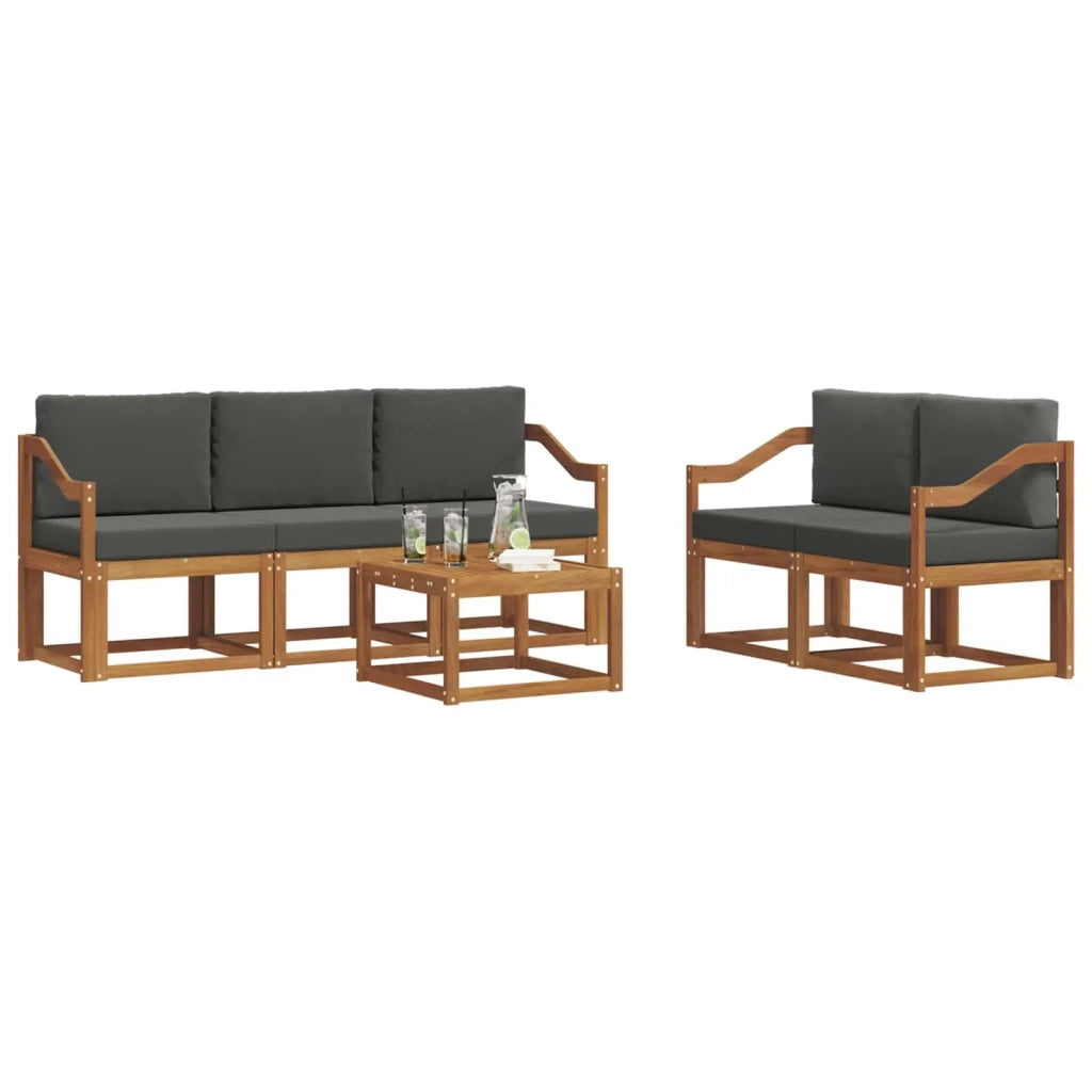 Set di divani da esterno con cuscino 6 pcs Naturale e Antracite 3366025