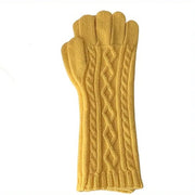 Maniche da ciclismo invernali a tocco schermo a maglia lunga a cinque dita per uomo e donna, colore giallo, protezione contro il freddo
