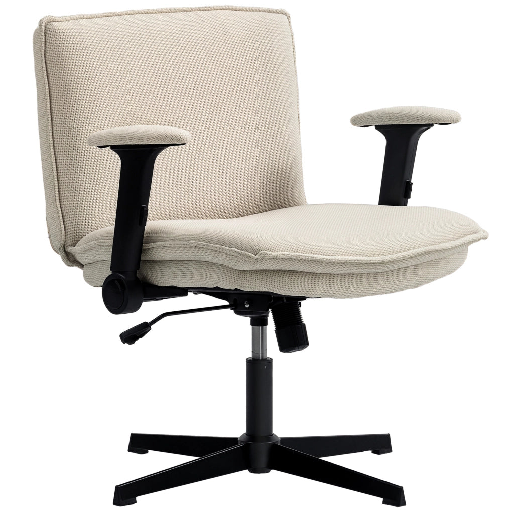 Sedia da Ufficio con Braccioli Abatibili e Schienale Regolabile ¨C Minimal ¨C Crema
