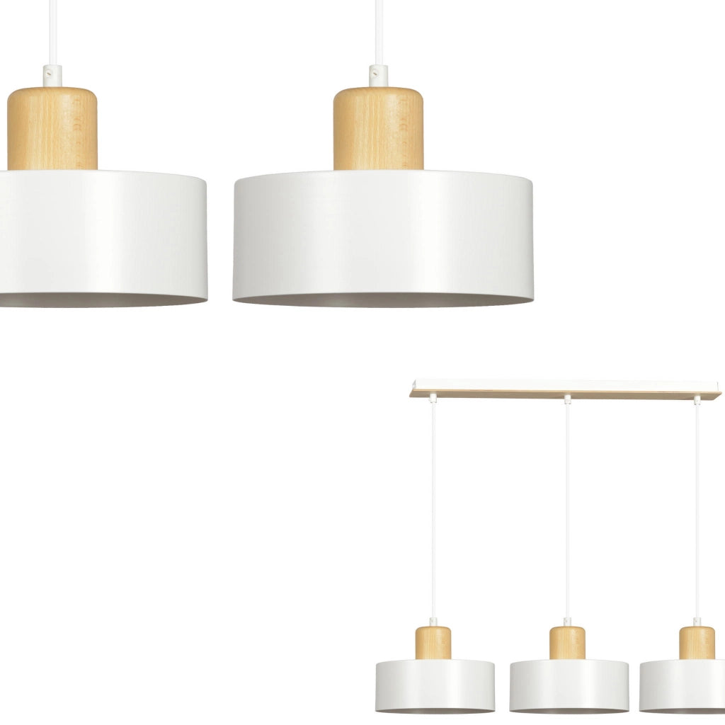 Lampadario Emibig TORIN 3, 3xE27 bianco legno chiaro