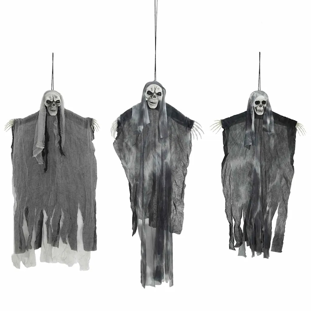 Fantasma appeso di Halloween 3 pz Nero 66 x 110 cm Poliestere CFW9487370