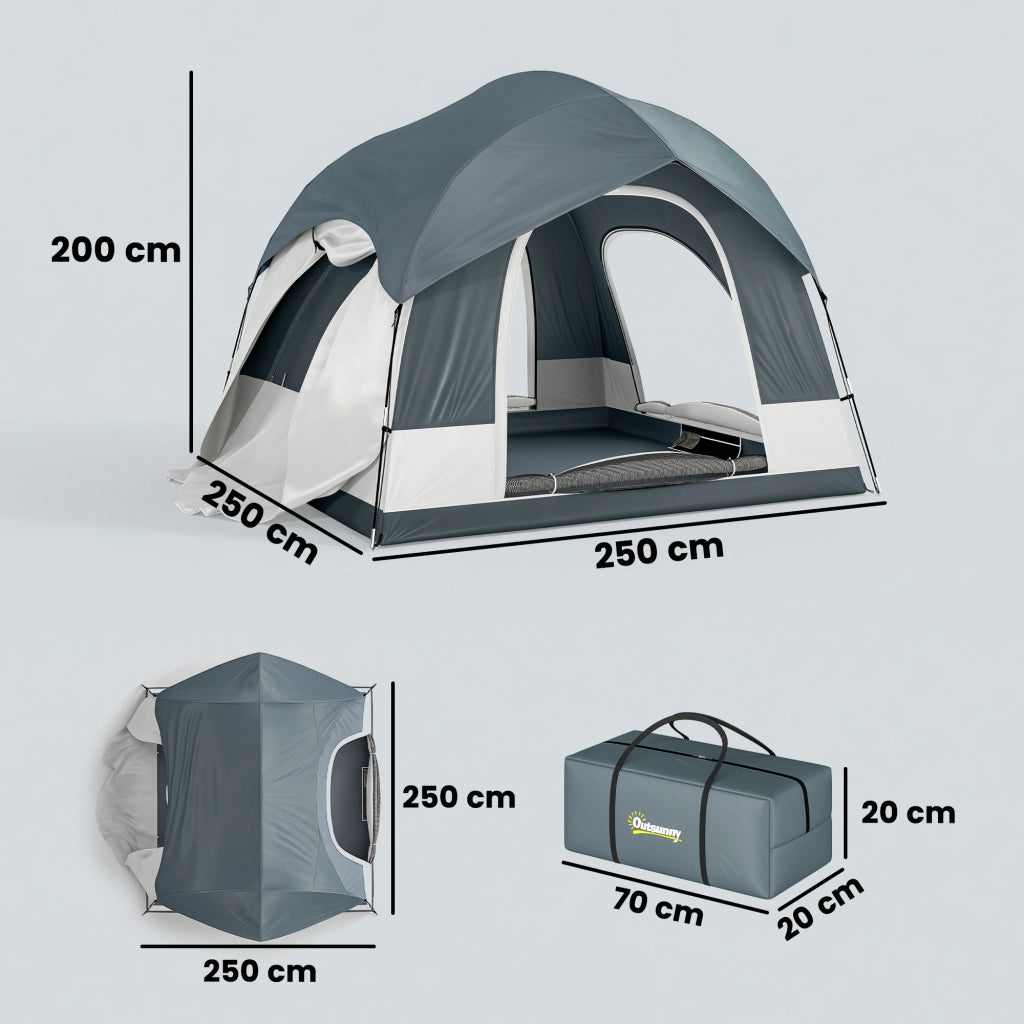 Tenda da Campeggio 2-4 Persone ¨C Xylo ¨C Impermeabile con 3 Porte, Compatibile SUV, Blu Scuro