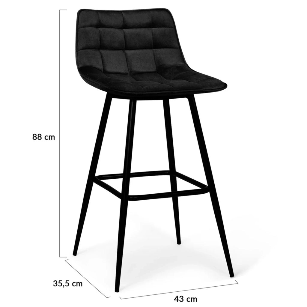 IDMarket - Set di 6 sgabelli da bar MADY in velluto nero