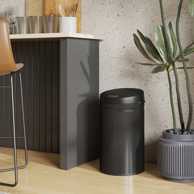 Cestino automatico con sensore 30 l in acciaio inox nero con chiusura soft-close per cucina e ufficio