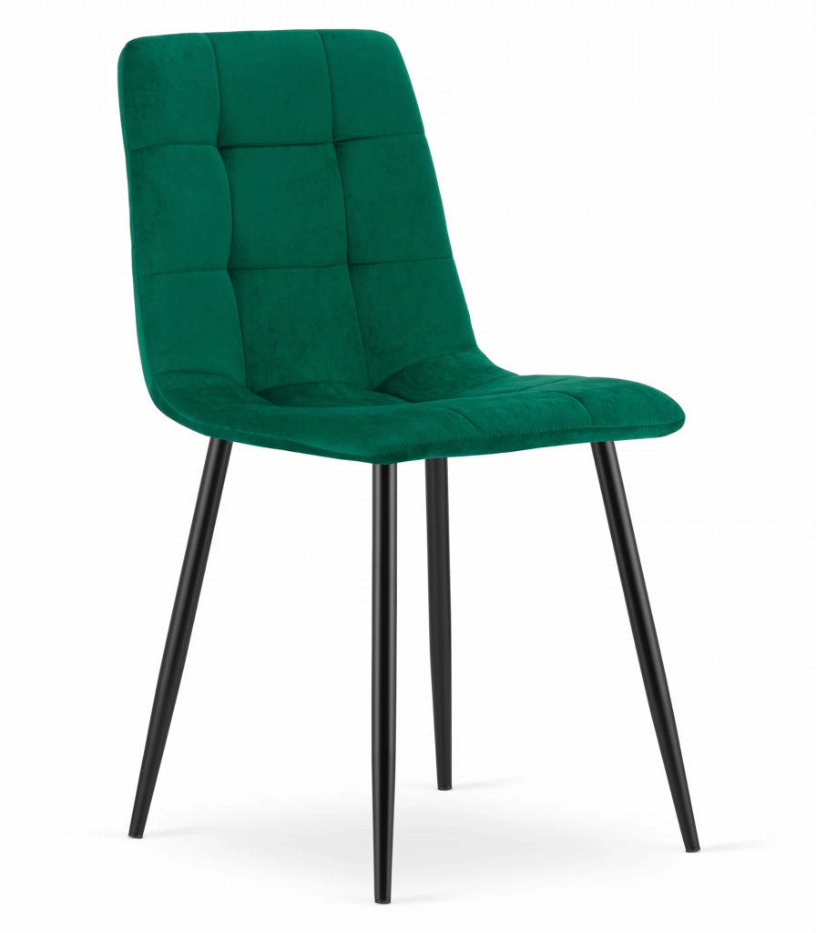Sedia Valora PYRA in velluto verde scuro, design moderno x3