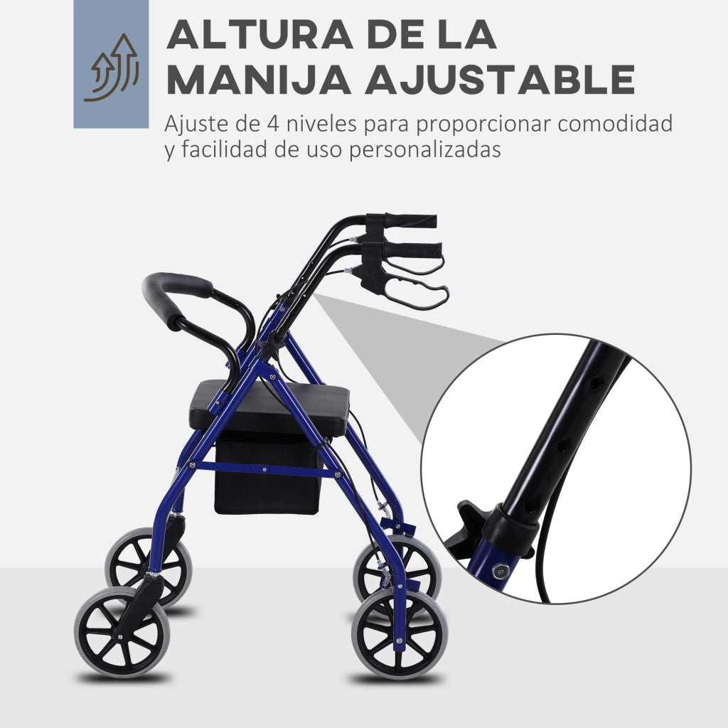 Poltrona con Alzapersona e Ruote ¨C Zephmum ¨C Blu e Nero 65x53x79-89 cm