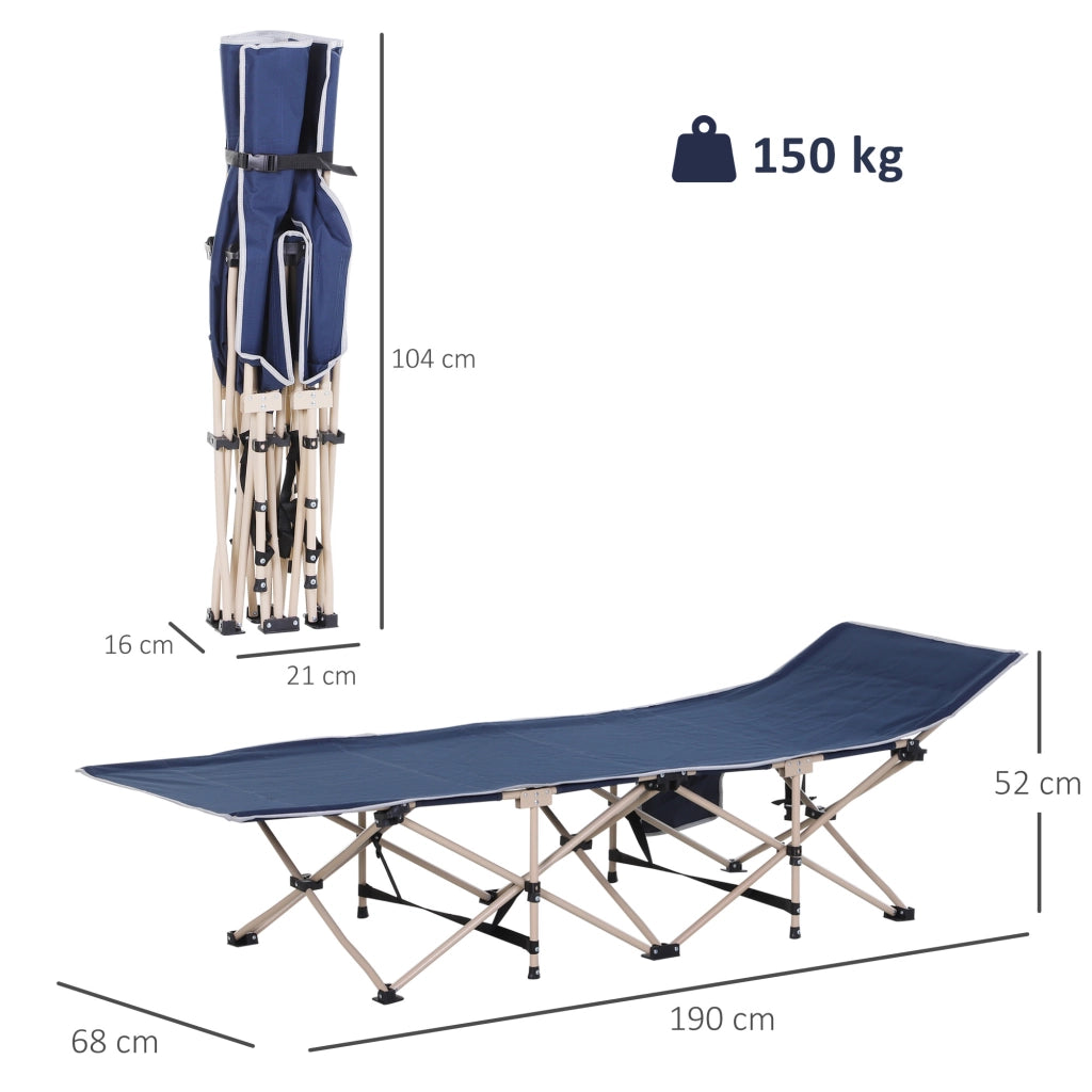 Letto da campo pieghevole ¨C Minimal ¨C 190x68x52 cm blu con tracolla