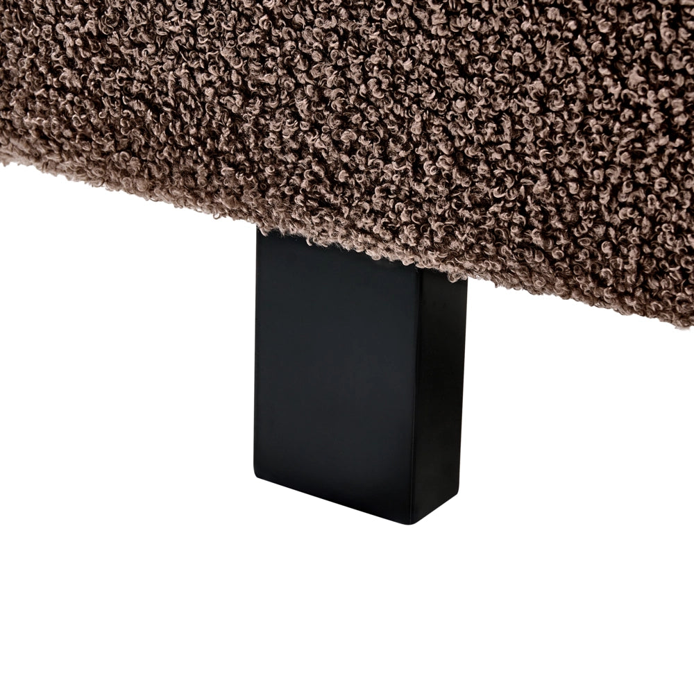 Letto matrimoniale imbottito bouclé marrone 140 x 200 cm con rete e testata