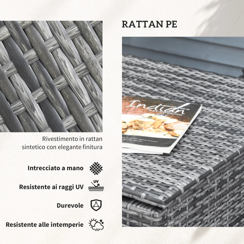 Set da Giardino 4 Pezzi con Divani e Tavolini ¨C Minimal ¨C Acciaio e Rattan