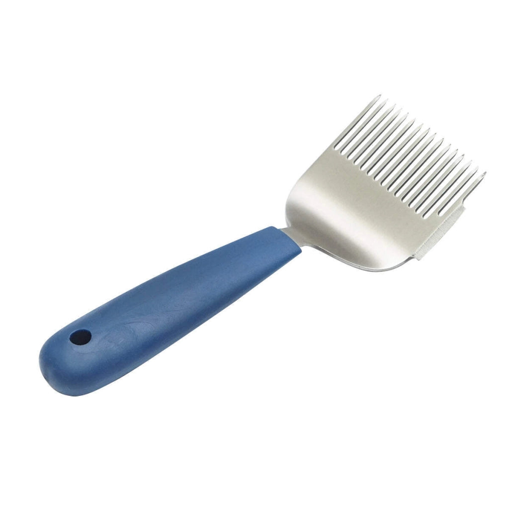 Forchetta apicola per disopercolare in acciaio inox con manico in plastica, 190 mm.