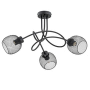 Plafoniera loft nera in metallo 3 luci E27 Praxide Alfa