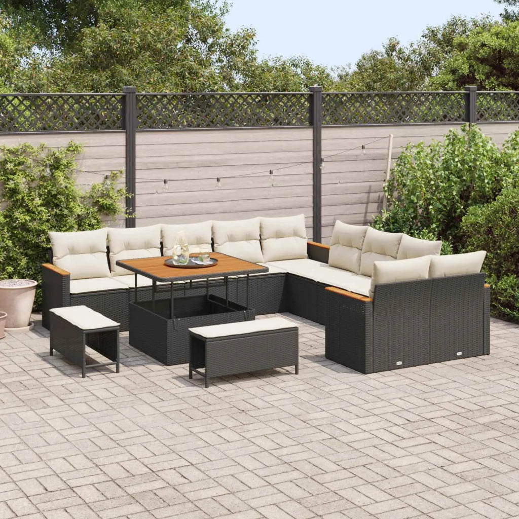 Set Divano da Giardino 13 pcs Nero polyrattan 3362965